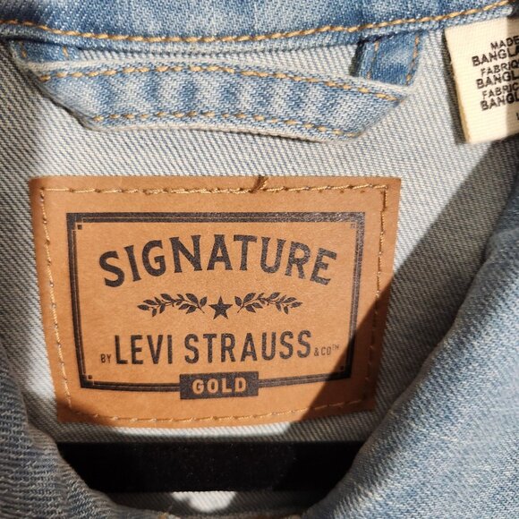 Levi Strauss Denim Jacket Mens Large Blue Signature Trucker Jean Coat Gold Label - Picture 2 of 14